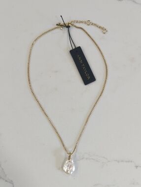 Ann Taylor Gold-Tone Necklace with Pearlescent Teardrop Pendant